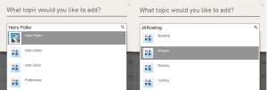 Add topic on Klout: Rowling and Harry Potter