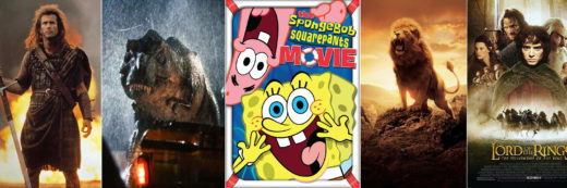 Jurassic Park, The Lord of the Rings, The SpongeBob Square Pants Movie, Braveheart, The Chronicles of Narnia: The Lion, the Witch and the Wardrobe film stills (c) respective owners